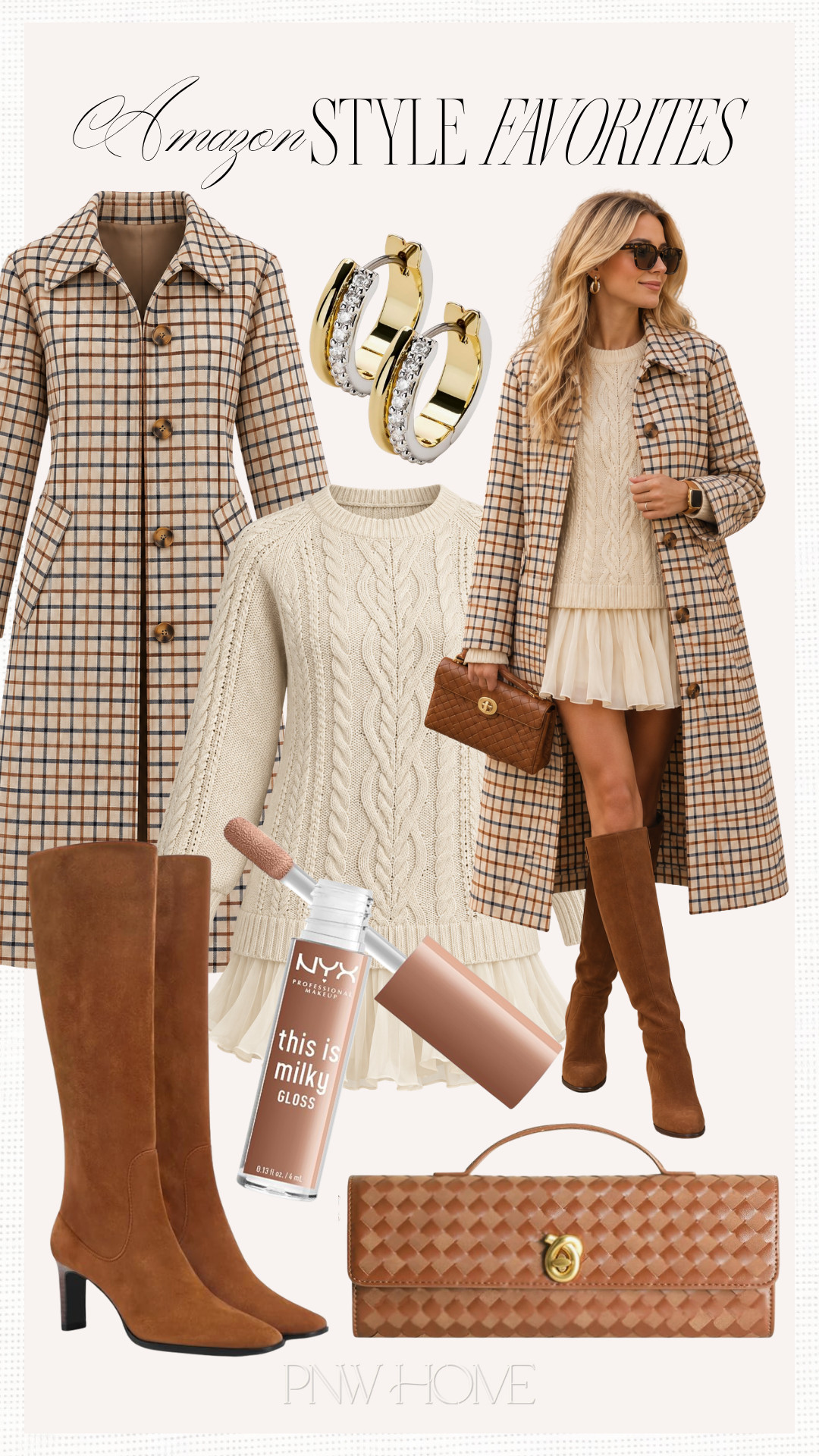 Amazon fall style finds I'm loving!

fall fashion, fall looks fall outfit, Thanksgiving outfit, fall dress, brown boots, knee high boots, fall shoes, fall footwear, plaid coat, fall trench coat, white dress, brown handbag,  earrings, lip gloss 

 #LTKgrwm #LTKootd #LTKSeasonal