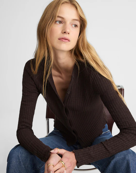 Lettuce-Hem Ribbed Cardigan | Madewell | Madewell