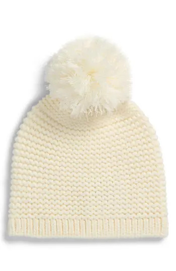 UGG® Chunky Knit Beanie with Pompom in Ivory at Nordstrom Rack | Nordstrom Rack