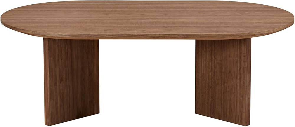 Modern Wood Coffee Table,Oval Coffee Table for Living Room,Small Coffee Table with Sturdy Pedesta... | Amazon (US)