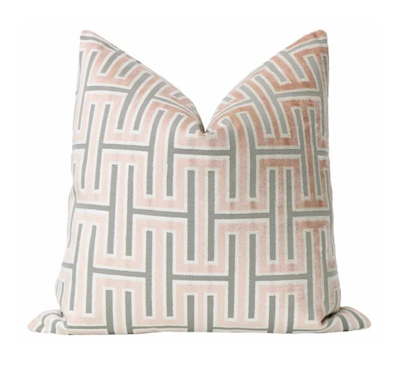 Grecian Cut Velvet // Blush pillow COVER ONLY  cut velvet  | Etsy | Etsy (US)