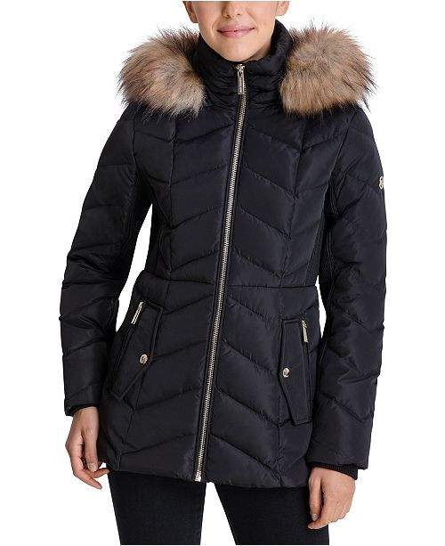 Faux-Fur-Trim Hooded Down Puffer Coat, Created for Macy's | Macys (US)