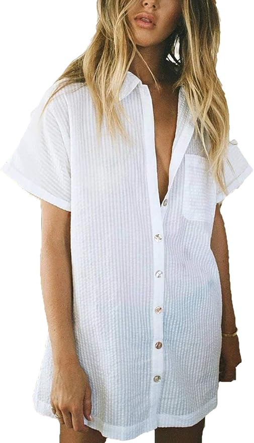 AILUNSNIKA Casual Swimsuit Cover Up for Women Loose Beach Bikini Dress | Amazon (US)