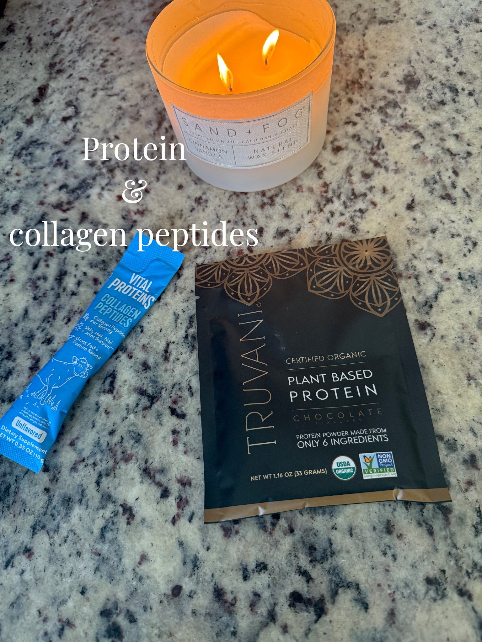 Protein & collagen peptides with oat milk 
A good smelling candle 
For a little house reset day! 

#LTKdayinmylife #LTKmorningroutine #LTKfitnessgoals