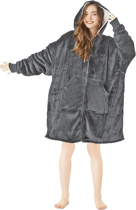 JOYWOO Wearable Blanket for Women and Men, Oversized Sherpa Blanket Sweatshirt Hoodie With Zipp a... | Amazon (US)