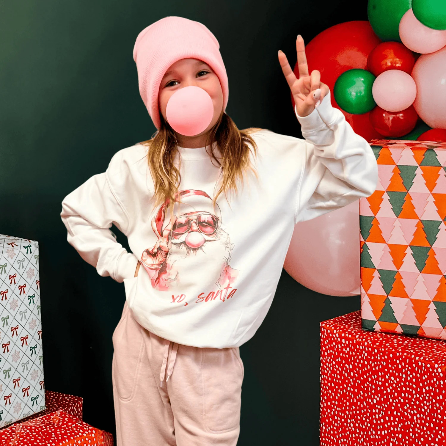 Bubble Gum Santa - Kids Crewneck | Mountain Moverz