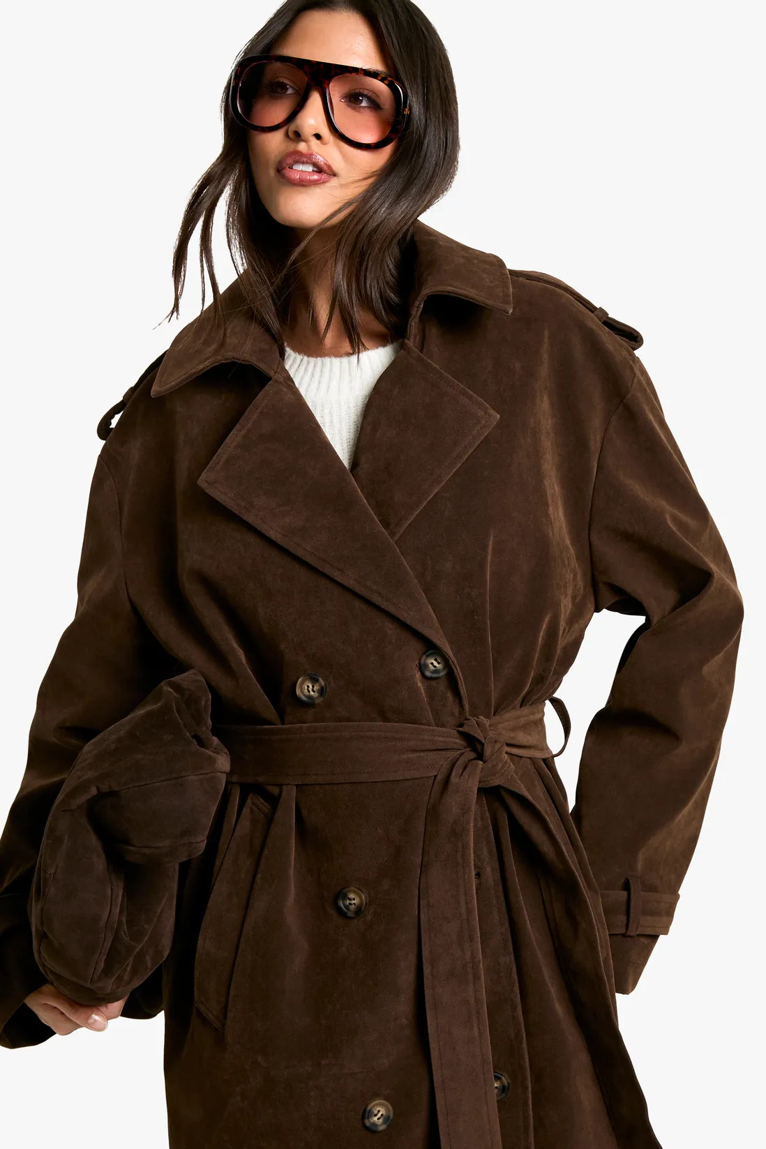 Vintage Suede Look Trench Coat | Boohoo.com (UK & IE)