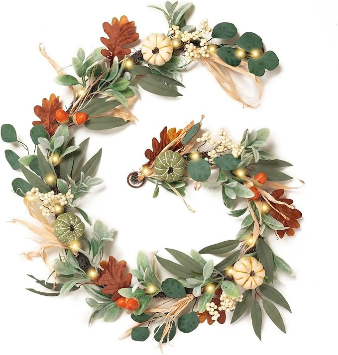 Valery Madelyn 6ft Fall Garland for Mantle with Pumpkins | Amazon (US)