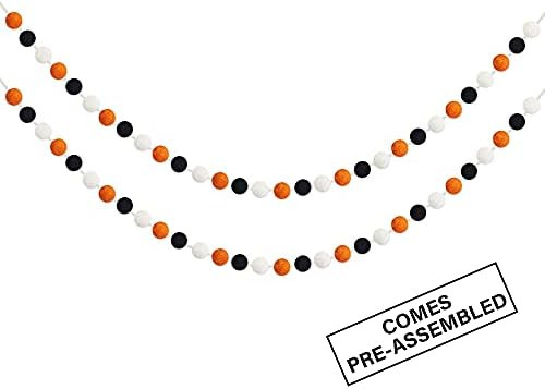 60 Balls Halloween Felt Ball Garlands - Halloween Decorations - Halloween Black Orange White Pom ... | Amazon (US)