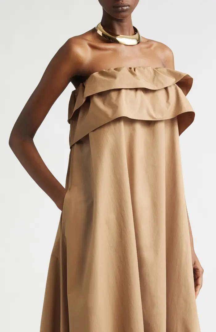 Saint Laurent Strapless Ruffle Maxi Dress | Nordstrom | Nordstrom