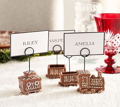 Gingerbread Train Stoneware Place Card Holders - Mixed Set of 4 | Pottery Barn (US)