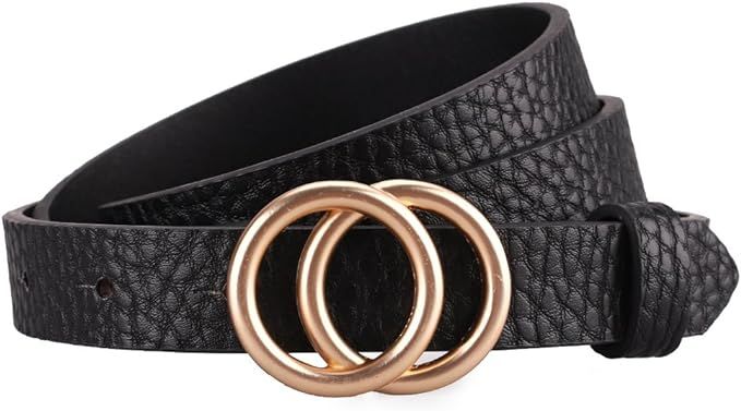 Earnda Black Skinny Waist Belts Women for Dresses Faux Leather for Jeans | Amazon (US)