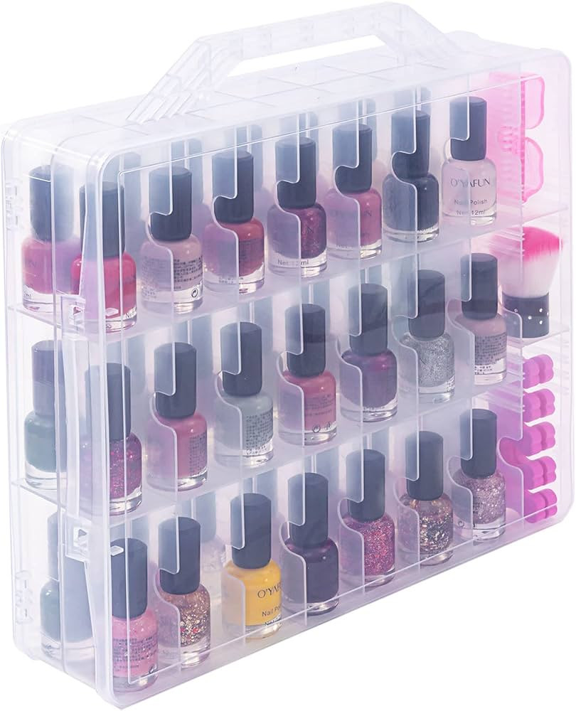 DreamGenius Gel Nail Polish Organizer Case for 48 Bottles, Double Side Holder with Adjustable Div... | Amazon (US)