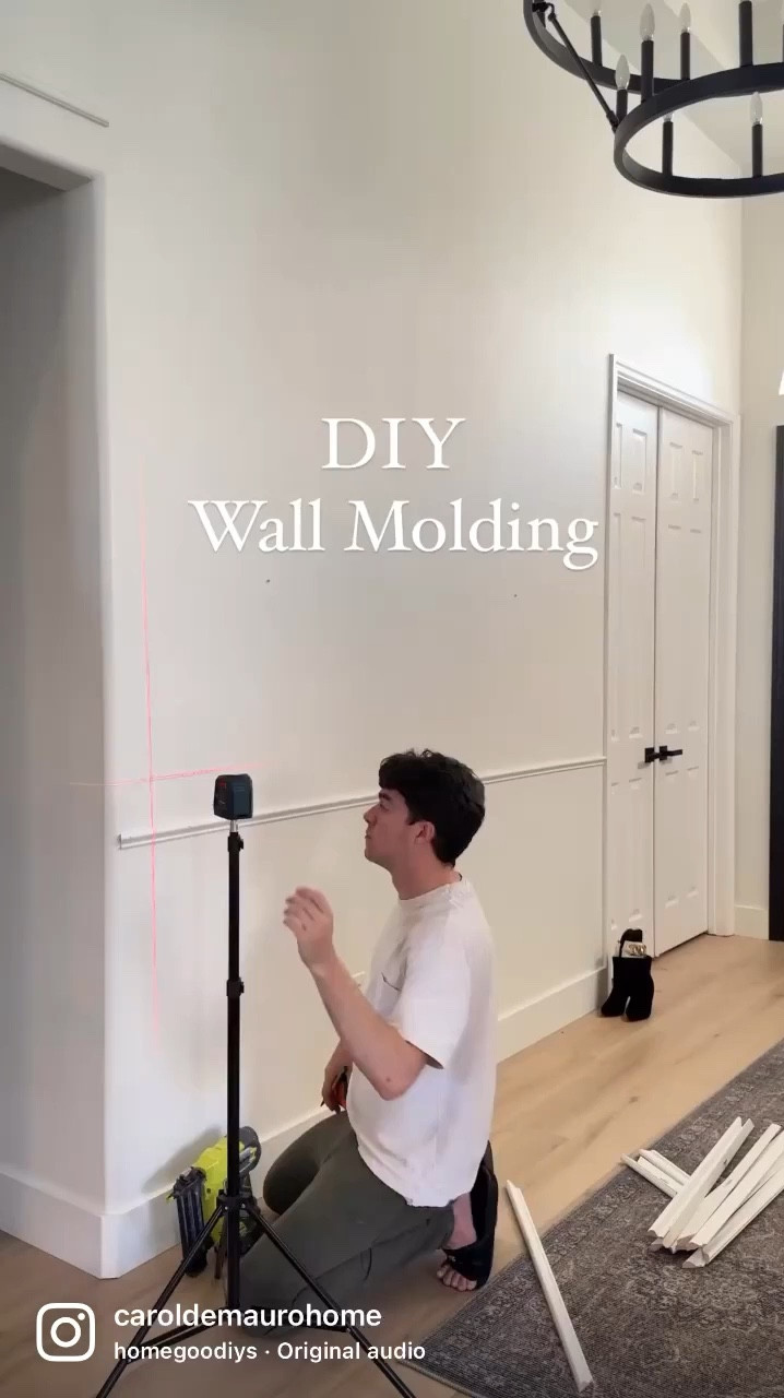 Transformed our walls with some DIY magic! We added some wall molding which was surprisingly achievable and it added so much character to our wall. Check out the laser leveler, wood trim, and nail gun we used! 
#DIYproject #wallmolding #homemakeover #garagetools

#LTKHome #LTKSeasonal #LTKMens