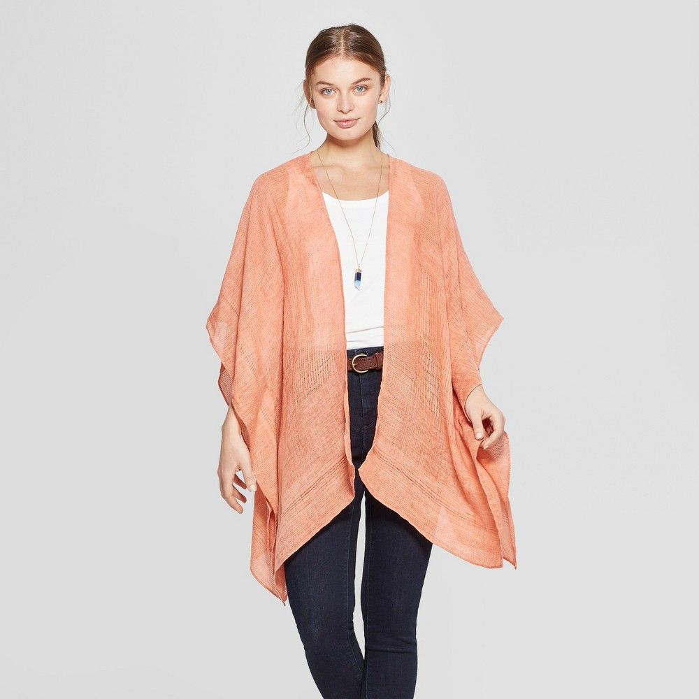 Women's Woven Kimono Jacket Ruana - Universal Thread Orange One Size | Target