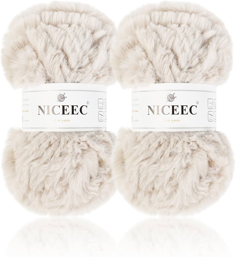 NICEEC 2 Skeins Super Soft Fur Yarn Chunky Fluffy Faux Fur Yarn Eyelash Yarn for Crochet Knit-Tot... | Amazon (US)