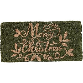Creative Co-Op Coir Doormat Merry Christmas, Green | Amazon (US)