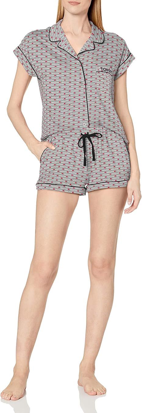 Tommy Hilfiger Women's Sleeve Top and Short Classic Pajama Set Pj | Amazon (US)