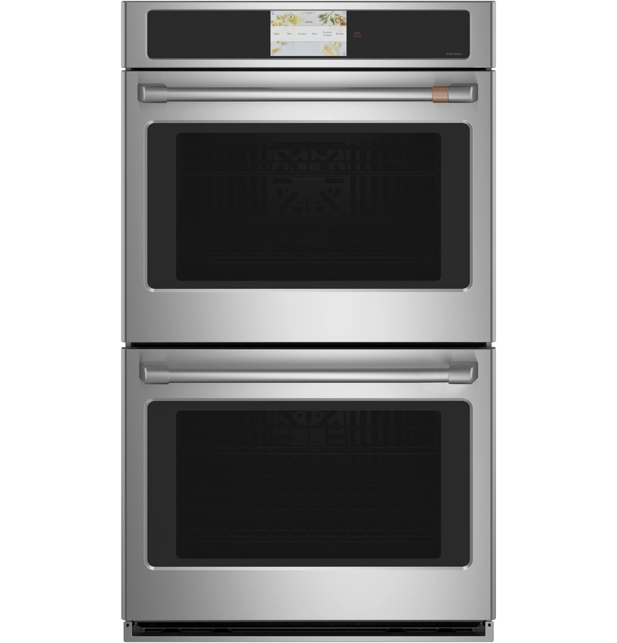 Cafe 30 inch Smart Compatible Double Electric Wall Oven with Air Fry Self + Steam Cleaning ( Stainless Steel with Brushed Stainless Handles ) | Lowe's
