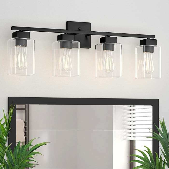 Espird 4 Light Bathroom Vanity Light - Matte Black Bathroom Light Fixtures Square Design & UL Cer... | Amazon (US)