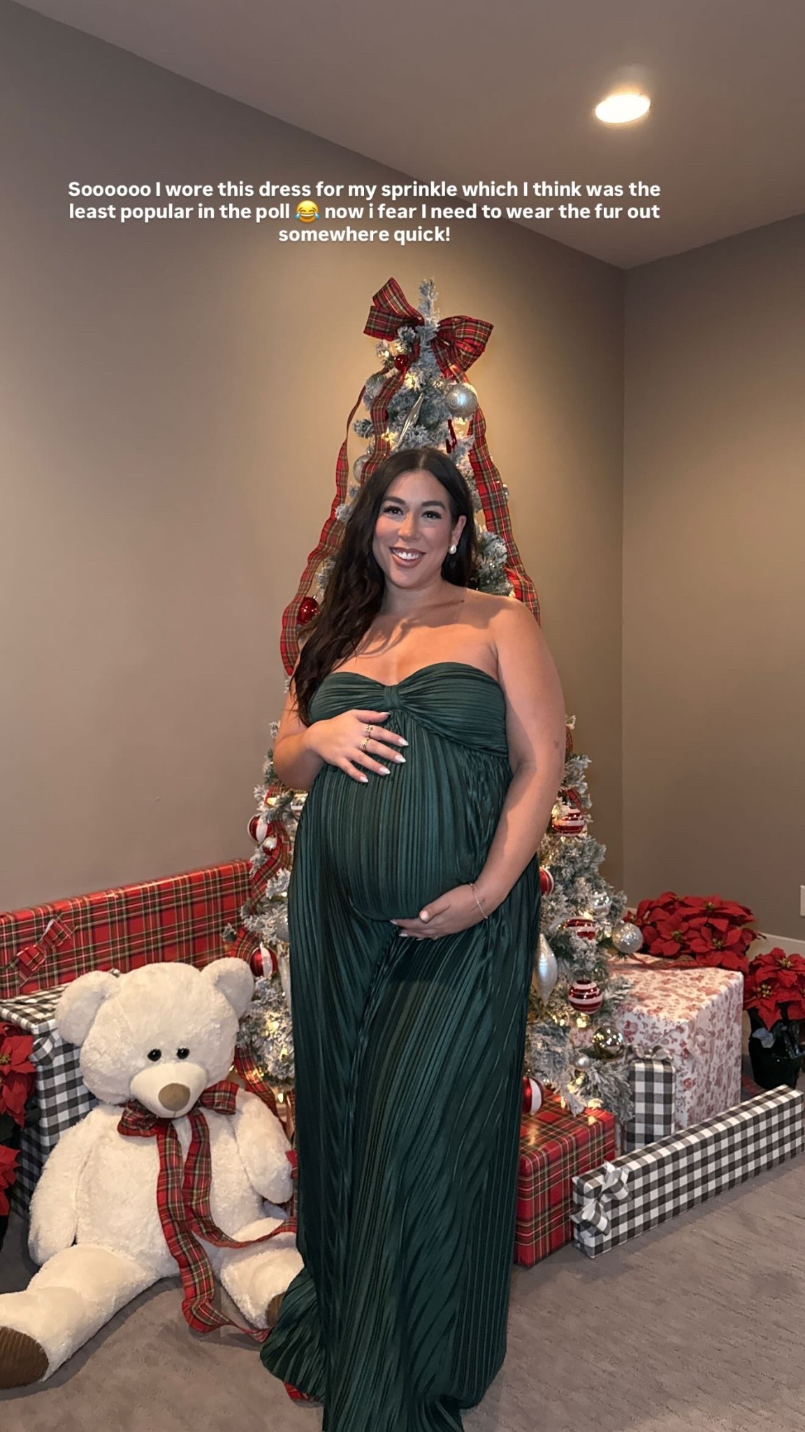 Soooooo I wore this dress for my sprinkle which I think was the least popular in the poll! 
-
-
-
Midsize fashion, holiday dress, holiday party outfit, pregnant outfit idea, holiday parties, baby sprinkle outfit

#LTKBump #LTKMidsize #LTKHoliday