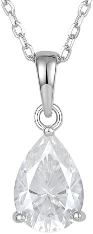 YL 925 Sterling Silver Teardrop/Square Solitaire Pendant Necklace for Women 2 Carat Radiant/Pear ... | Amazon (US)