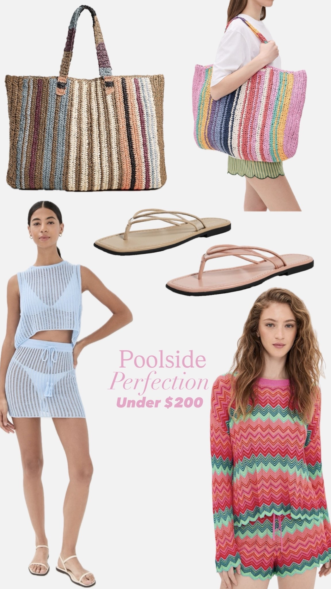 Poolside perfection under $200. The sets, sandals and beach bags you will love this spring / summer! Buy now bc they will all sell out! 

#LTKmomlife #LTKOver40 #LTKSeasonal