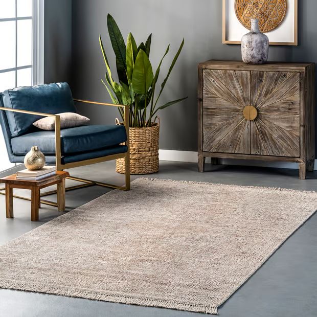 Khaki Laurie Casual Tasseled Area Rug | Rugs USA