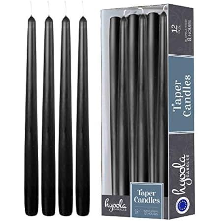 12 Pack Tall Taper Candles - 12 Inch Black Dripless, Unscented Dinner Candle - Paraffin Wax with Cot | Amazon (US)