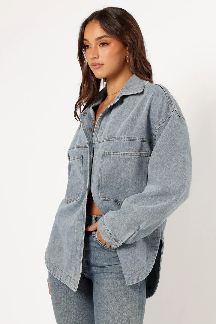 Cassie Oversized Denim Shacket - Blue | Petal & Pup (US)