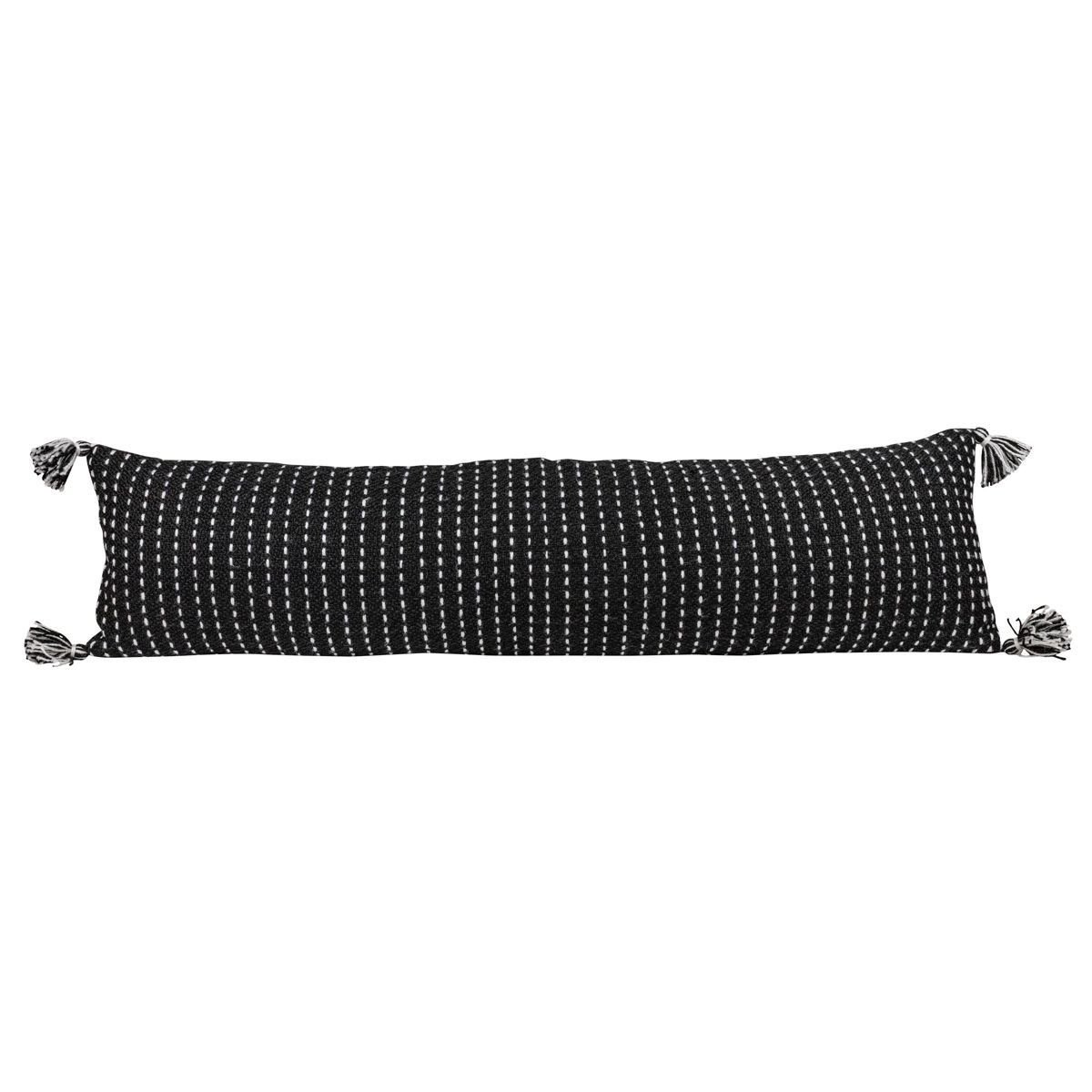Black with White Tick Stripe 12X46 Hand Woven Filled Outdoor Pillow - Foreside Home & Garden | Target