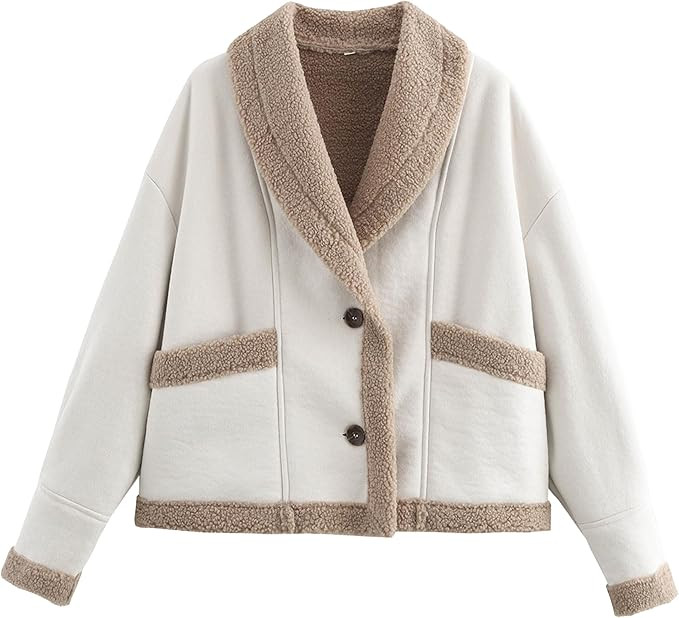 Hixiaohe Womens Fall Jackets Faux Suede Coats Sherpa Lined Outerwear Casual Fashion Button Down L... | Amazon (US)