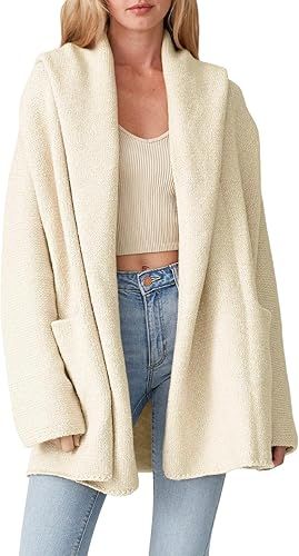 Cakulo Long Hooded Cardigan Sweaters for Women 2024 Oversized Open Front Cardigans Fall Knit Swea... | Amazon (US)