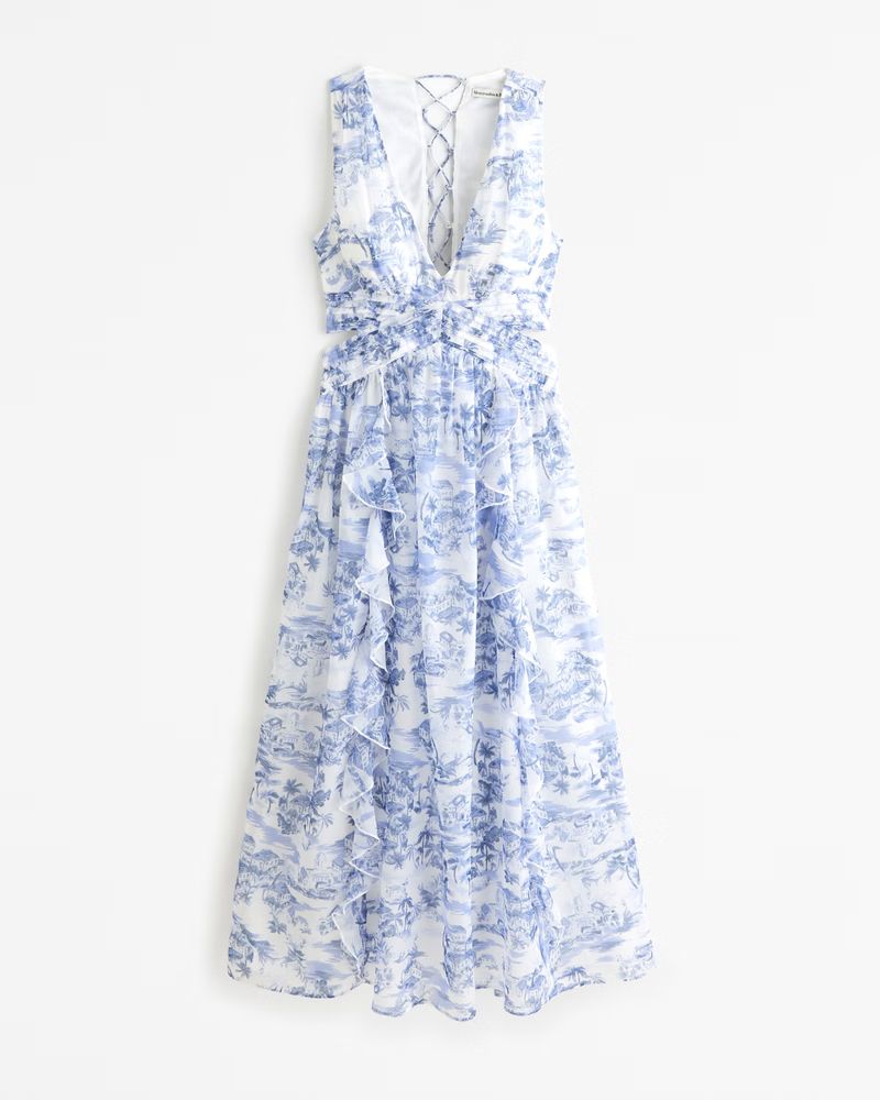 Lace-Up Back Maxi Dress | Abercrombie & Fitch (US)