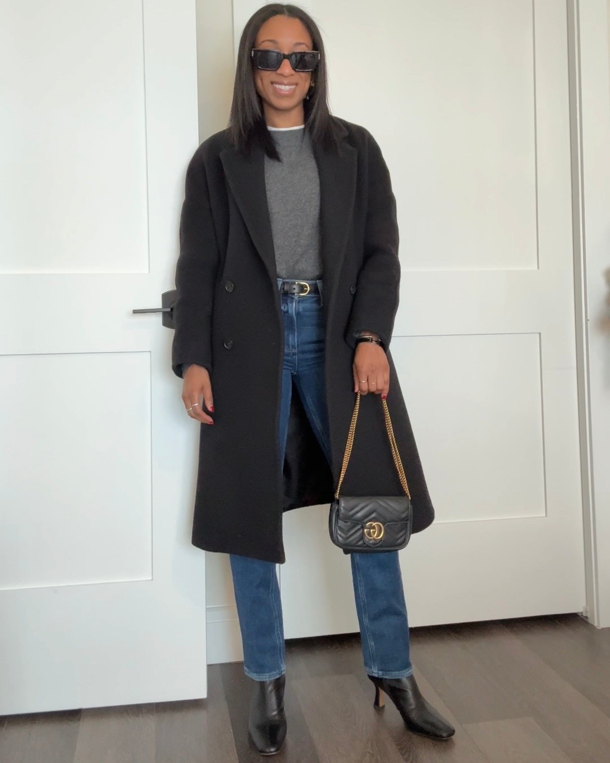 Winter minimal outfit idea: grey sweater, jeans, black wool coat & boots

I’m 5’1 - 2XS in the coat (I like the short version), XS in the sweater & 23 in the jeans & a 6 in the boots

#LTKWorkwear #LTKPetite #LTKootd