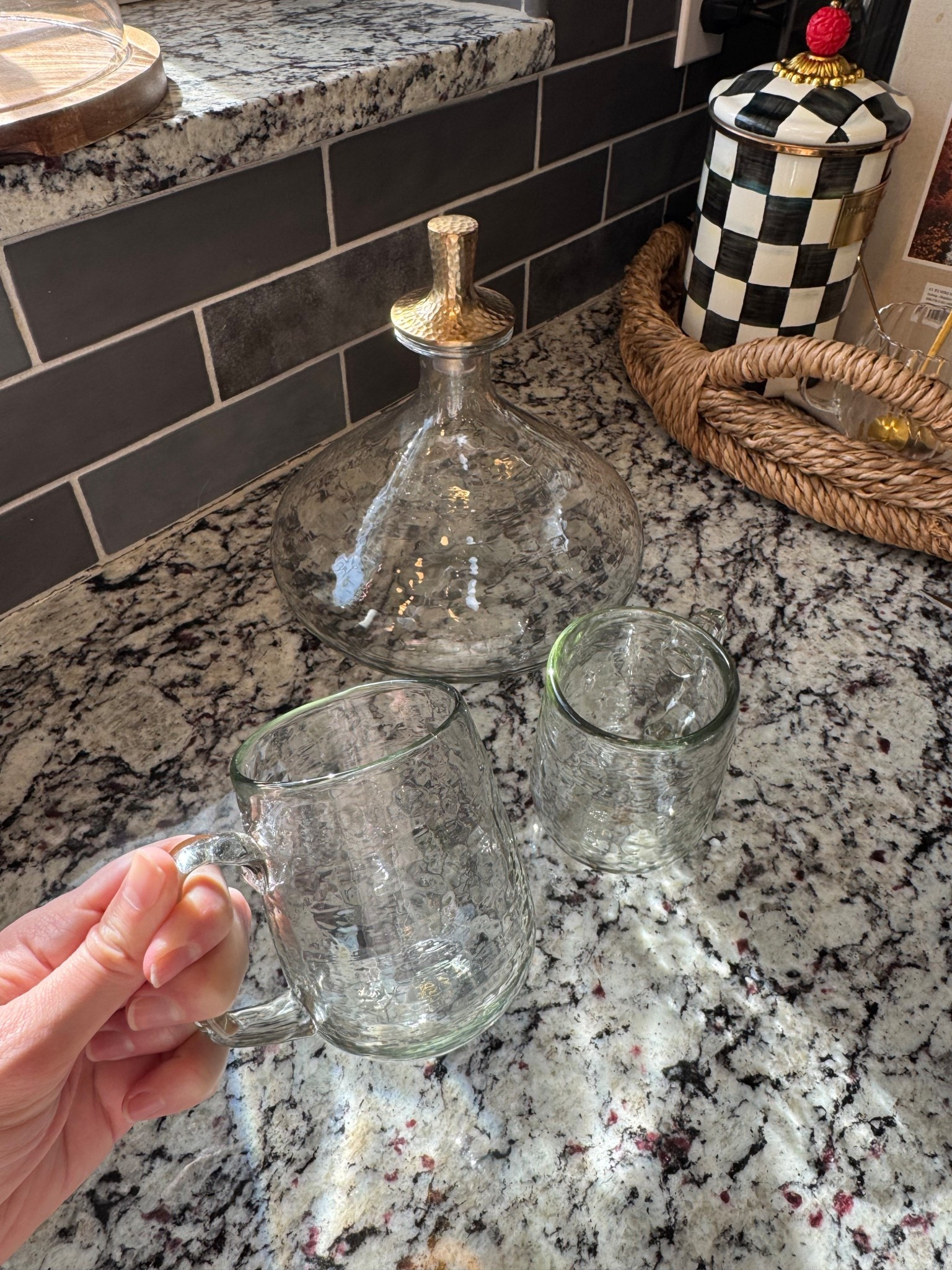 Glass wine decanter + glass mugs that elevate your kitchen aesthetic. Perfect for cozy nights in, holiday hosting, or everyday coffee moments 🍷☕️ #LTKhome #LTKhosting #LTKfinds