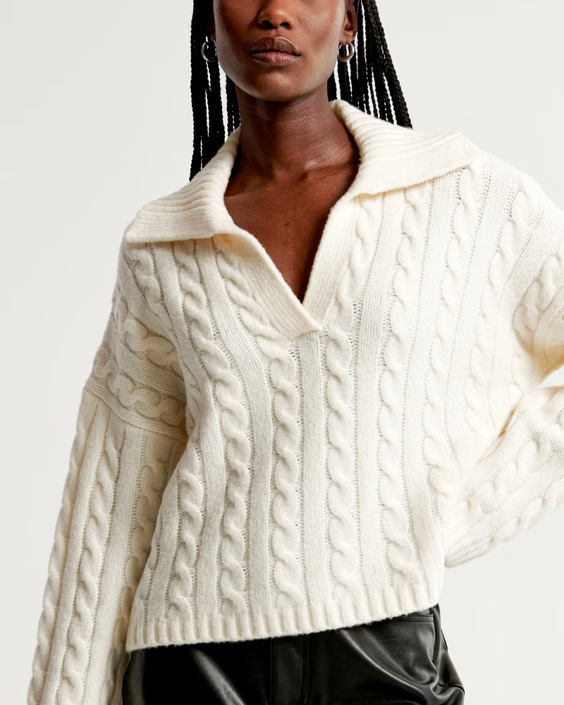 Cable Notch-Neck Sweater | Abercrombie & Fitch (US)