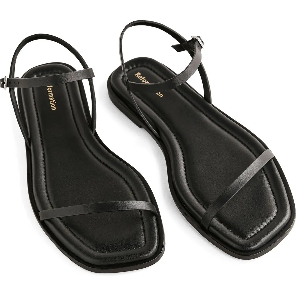 Reformation Lake Flat Sandal in Black Leather at Nordstrom, Size 7.5 | Nordstrom