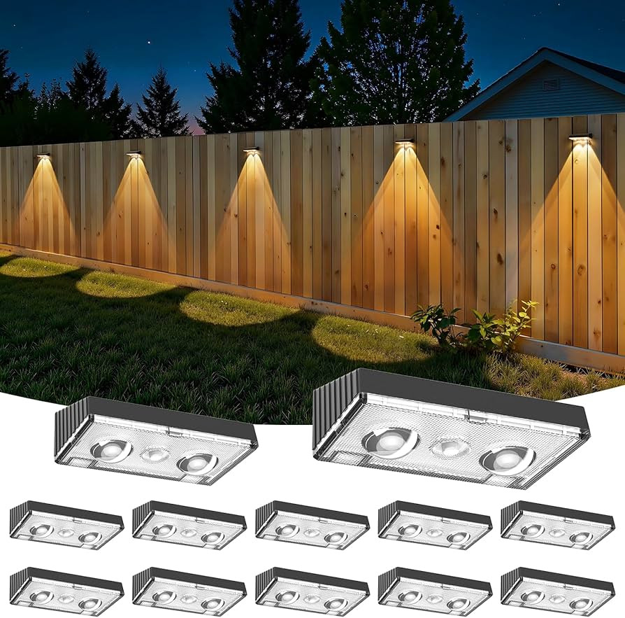 NIORSUN Solar Fence Lights,12 Pack Deck Light,Led Lights Warm White Outdoor Wall Lights,IP45 Sola... | Amazon (US)