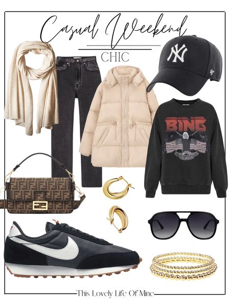 Casual weekend chic outfit, puffer. Oat, Nike sneakers, anine bing sweatshirt 

#LTKSeasonal #LTKshoecrush #LTKstyletip