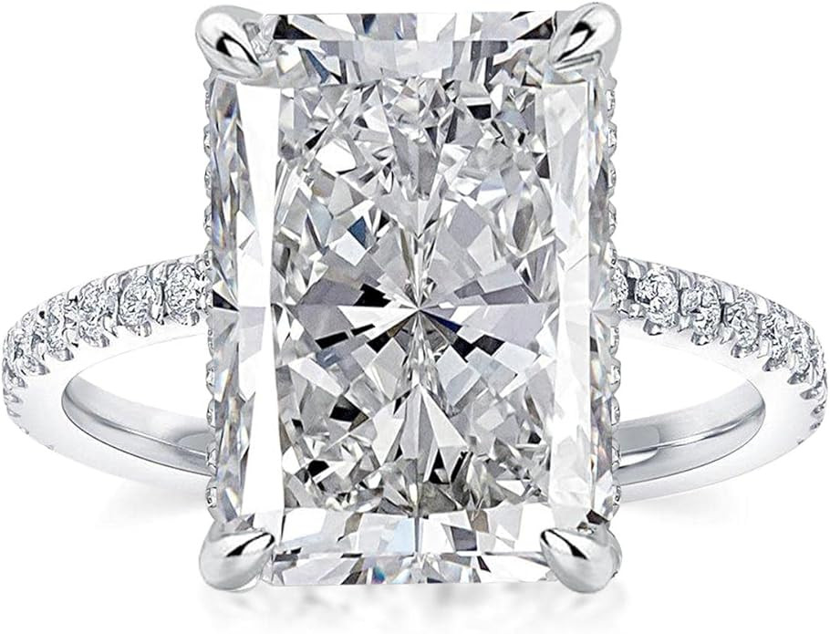 3.5/7.0ct Radiant Cut Engagement Ring,Simulated Diamond Promise Ring for Women in 925 Sterling Si... | Amazon (US)