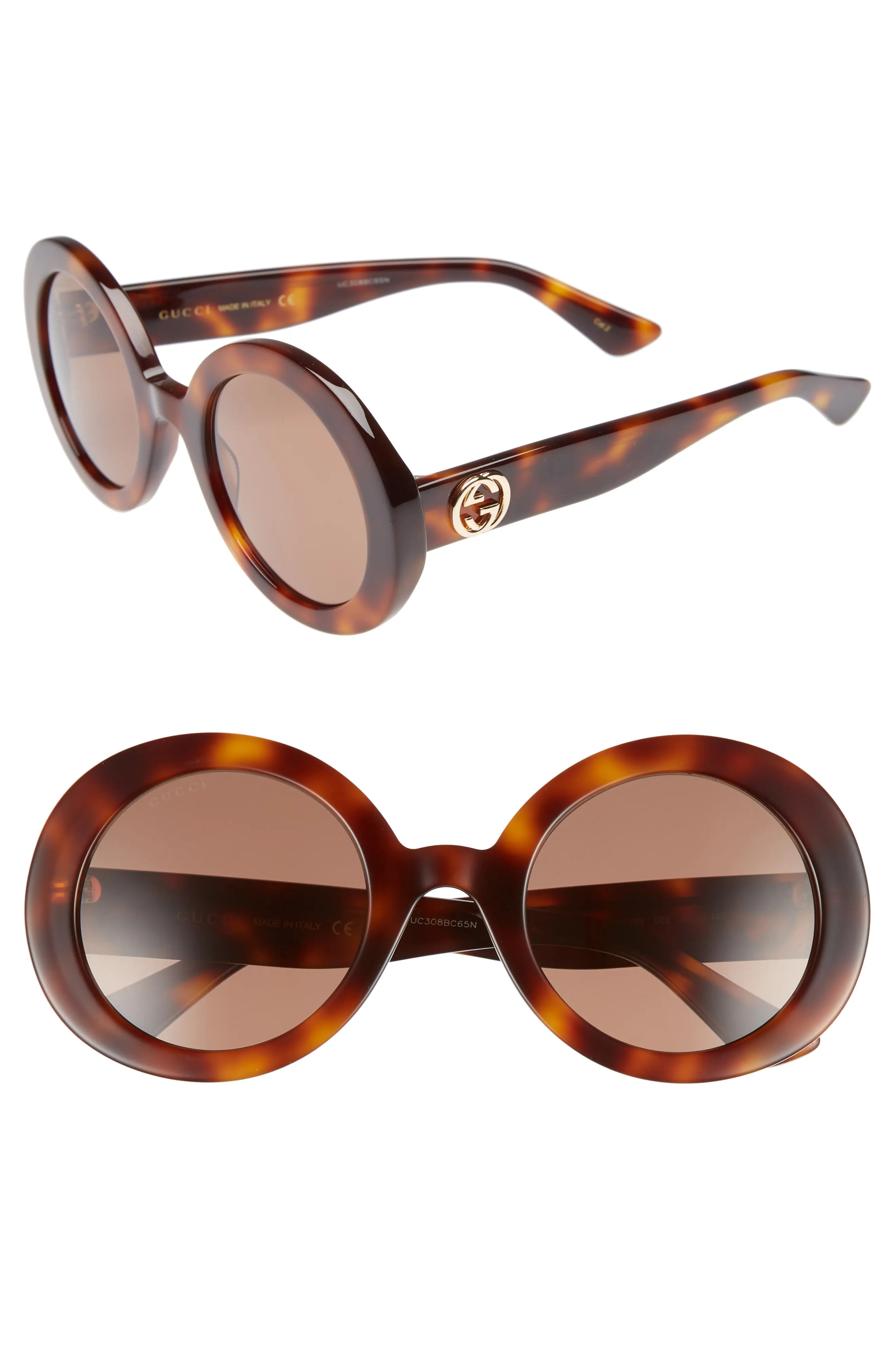 Gucci 52mm Round Sunglasses in Havana at Nordstrom | Nordstrom