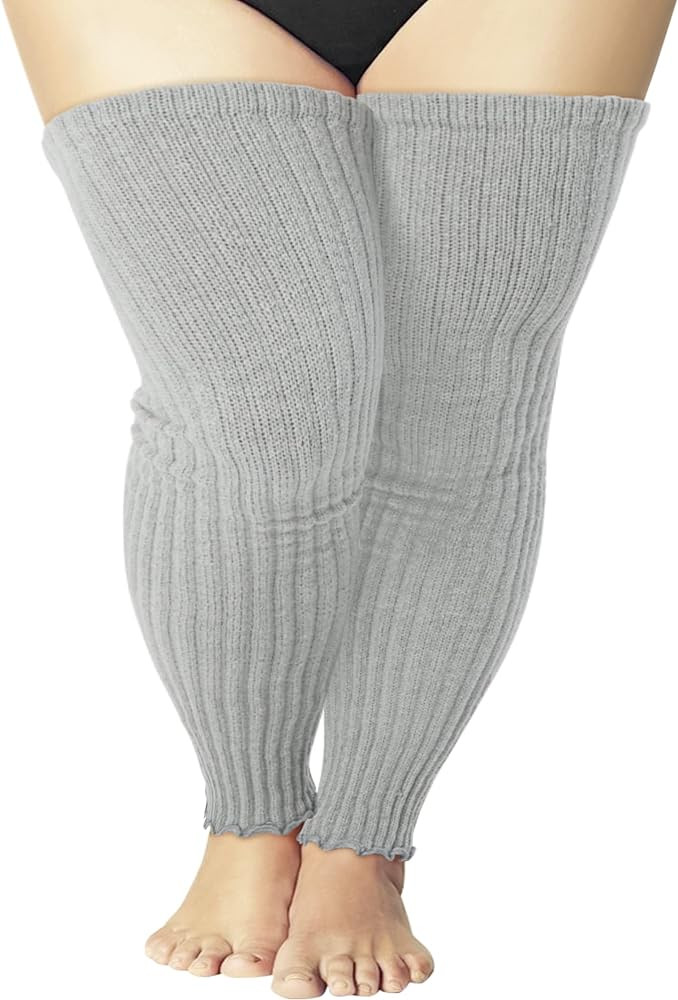 COZYOFFI Women's Plus Size Leg Warmers Knit Over Knee High Footless Socks for Thick Thighs | Amazon (US)
