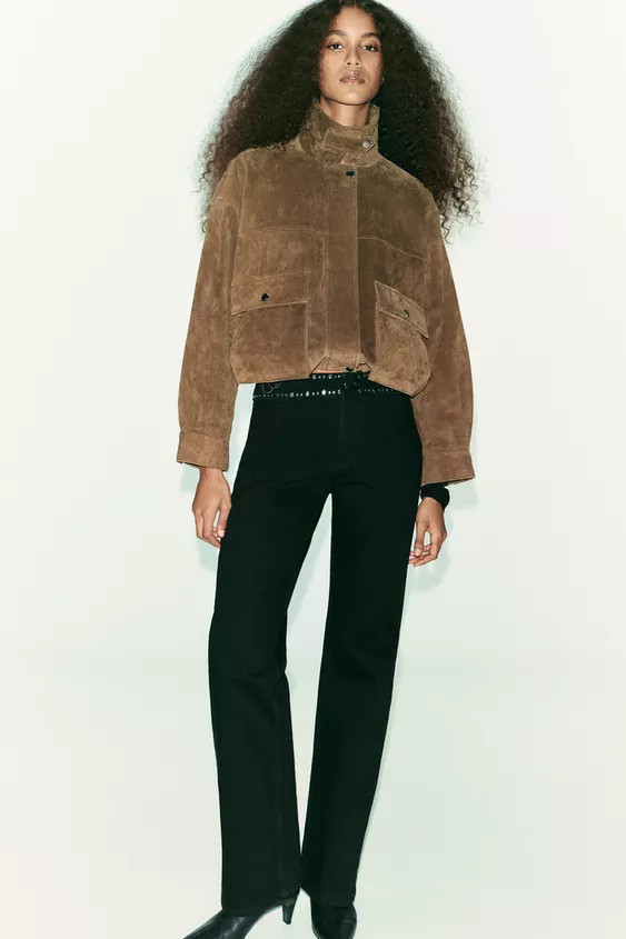 Z1975 HIGH-WAIST STRAIGHT LONG LENGTH JEANS WITH STUDS | Zara UK