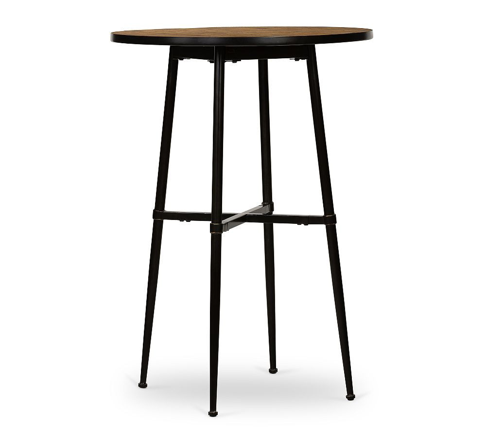 Juno Round Reclaimed Wood Bar Height Table, Dark Bronze/Reclaimed Pine, 30""D | Pottery Barn (US)