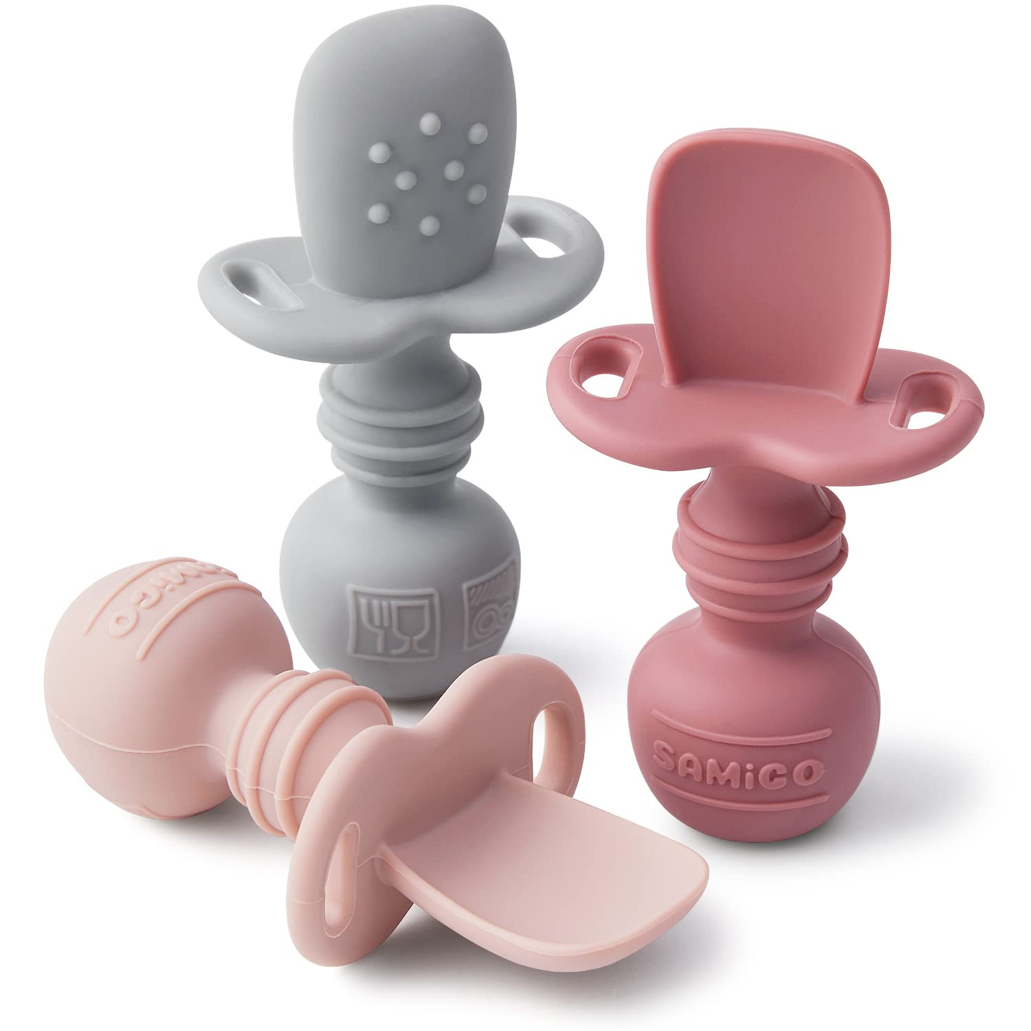 SAMiGO Silicone Baby Spoons Self Feeding 6+ Months - Infant Toddler Utensils - First Stage Baby L... | Amazon (US)