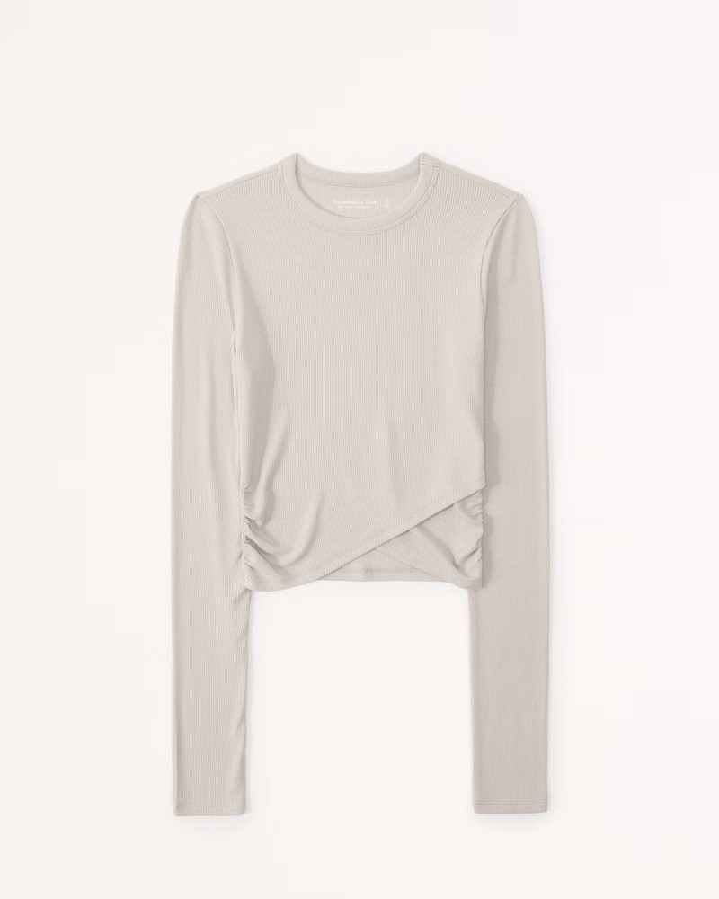Long-Sleeve Draped Waist Top | Abercrombie & Fitch (US)