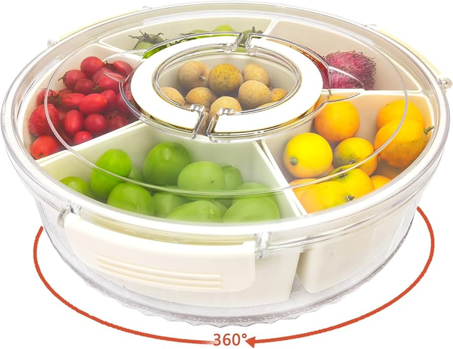 Snackle Box Container with Lid and Handle,Rotating Snack Spinner, Fridge Organizer and Deli Conta... | Amazon (US)