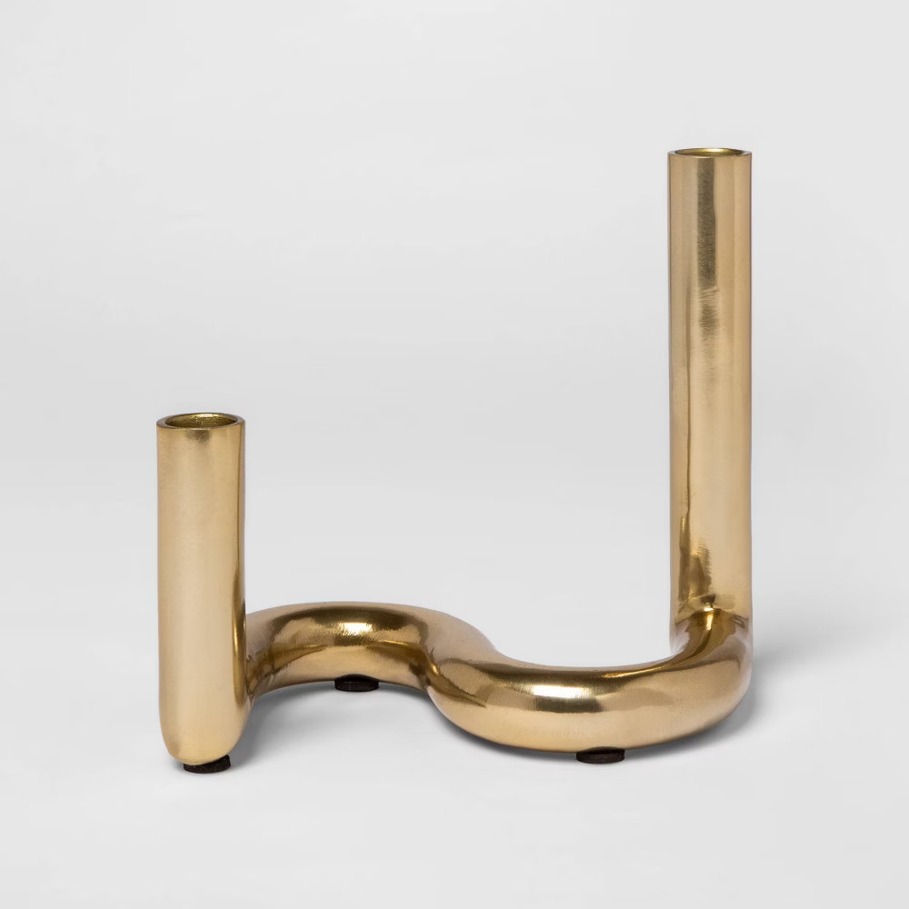 26" x 9.5" Brass Taper Two-Candle Holder - Project 62™ | Target