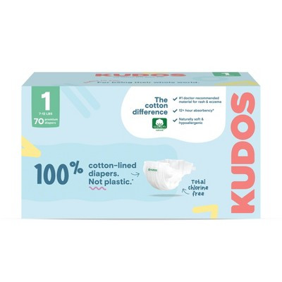 Kudos Chlorine Free Cotton-Lined Disposable Diapers - Size 1 - 70ct | Target